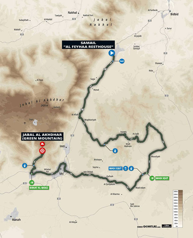 Tour of Oman stage 5 map